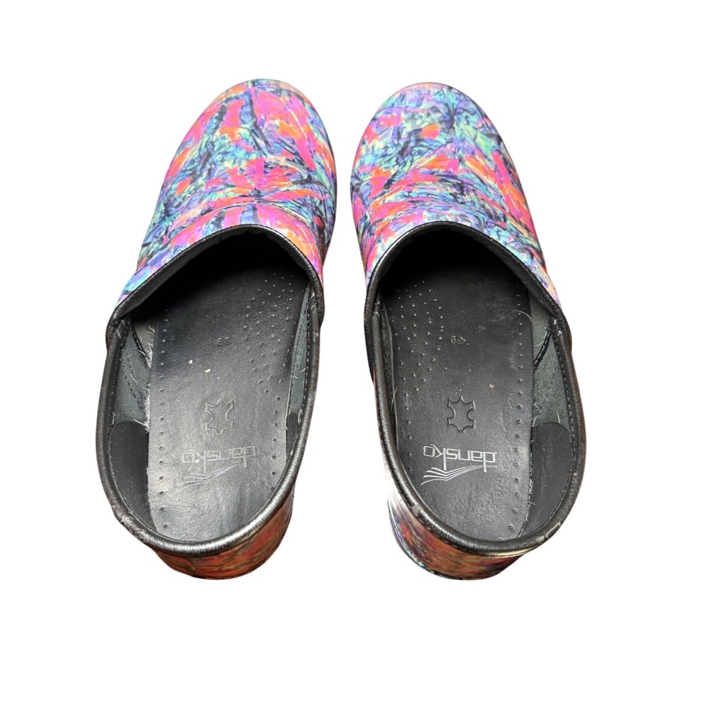 Dansko Professional Clogs Womens 39 Multicolor Abstract Leather Comfort Shoes - Picture 3 of 8